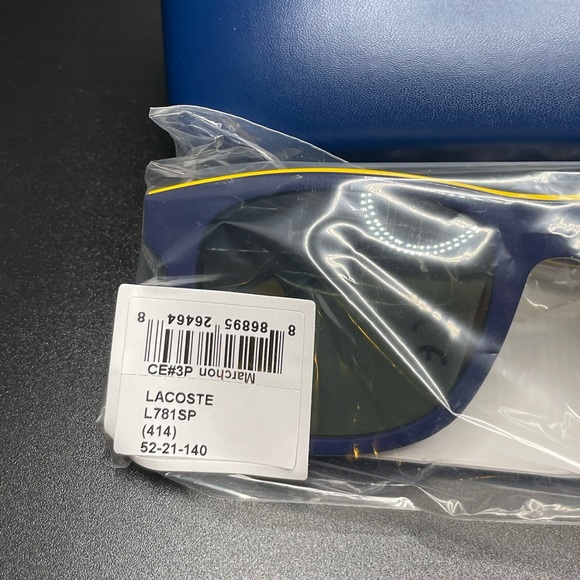 NWT Lacoste Sunglasses, Blue & Yellow Polarized Stripes & Piping main image 11